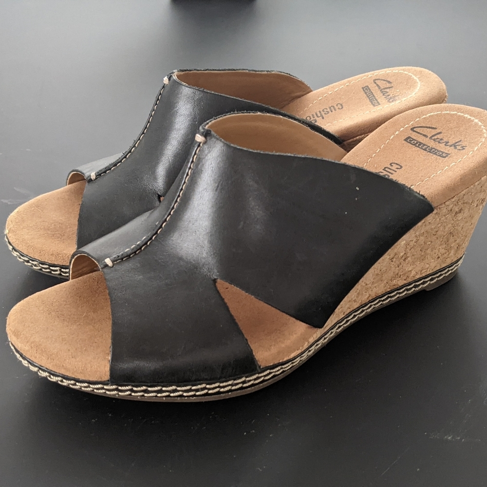 Clarks Helio Island Wedge Slide Sandals size 6